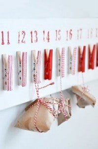 DIY, un calendrier de l'avant fait avec des pinces à linge 