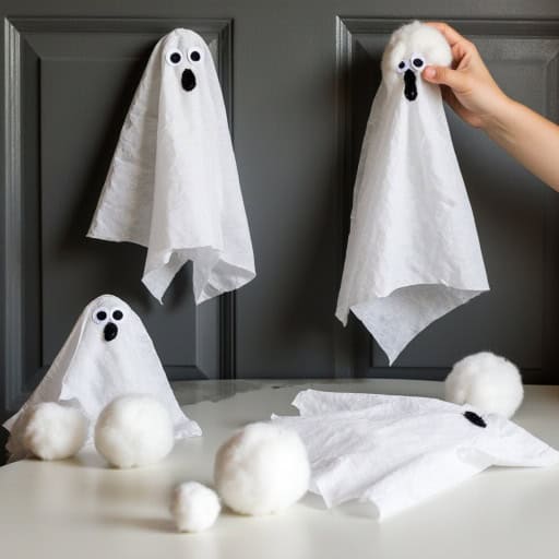 Fantômes en papier et coton, bricolage d’Halloween facile pour la maternelle